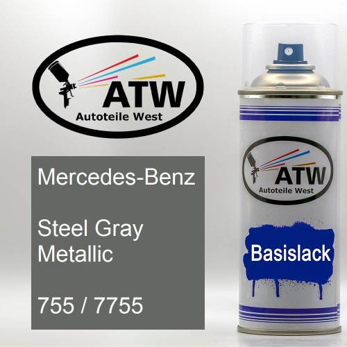 Mercedes-Benz, Steel Gray Metallic, 755 / 7755: 400ml Sprühdose, von ATW Autoteile West.